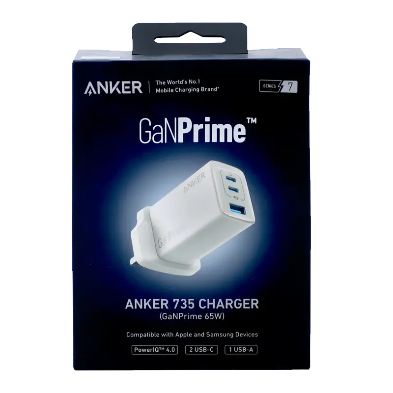 Anker 735 Charger GaNPrime 65W 3 Ports 2 USBC & 1 USB A white (A26682B1)